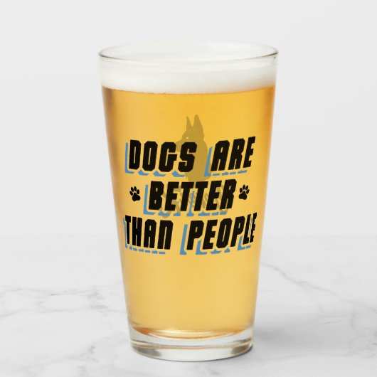 Verre Les chiens sont meilleurs [Noir/Bleu] (Devant (rempli))