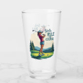 Verre Les filles gouvernent le parcours Retro Golf Illus (Dos)