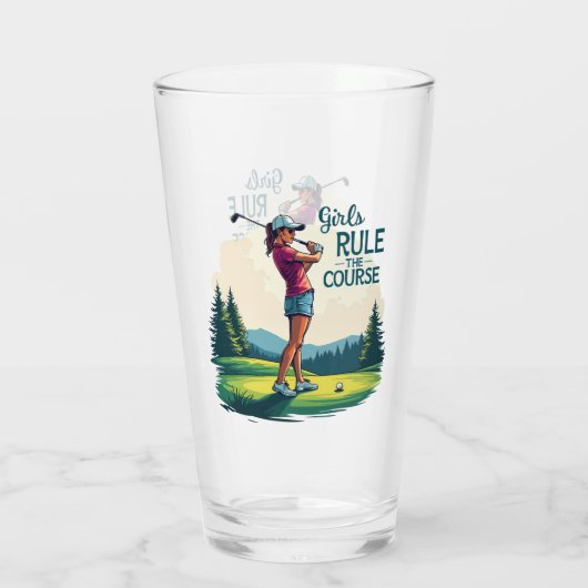 Verre Les filles gouvernent le parcours Retro Golf Illus (Dos)