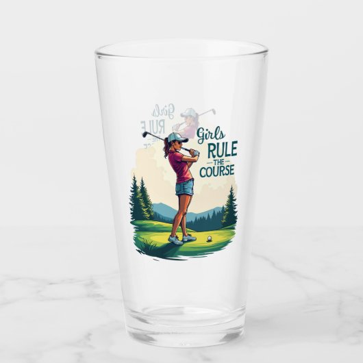 Verre Les filles gouvernent le parcours Retro Golf Illus (Devant)