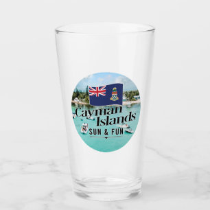 Verre "Les Îles Caïmans Soleil & Amusement" Avec Drapeau