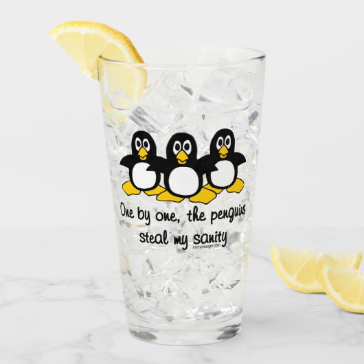 Verre Les pingouins volent ma santé d'esprit (Devant glace)