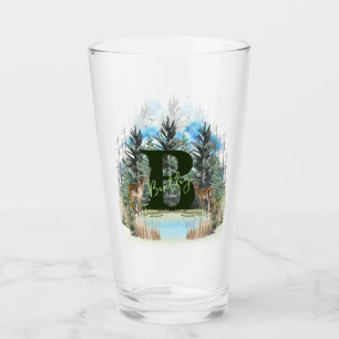 Verre Lettre B personnalisée monogramme cerf aquarelle