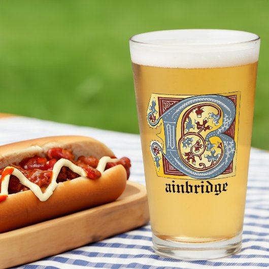 VERRE LETTRE BLEUE BLEUE ET ROUGE BLEUE B ÉCLAIRÉE