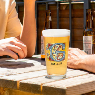 VERRE LETTRE BLEUE ET ROUGE MOYENNE G ÉCLAIRÉE