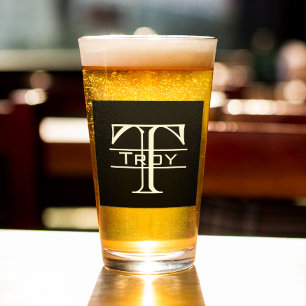 Verre Lettre bloc noir monogramme personnalisé