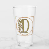 Verre LETTRE D MONOGRAM Beau Mariage Nouveau Accueil Cad (Devant)
