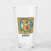 Verre LETTRE Florale Médiévale ÉCLAIRÉE O MONO (Devant)