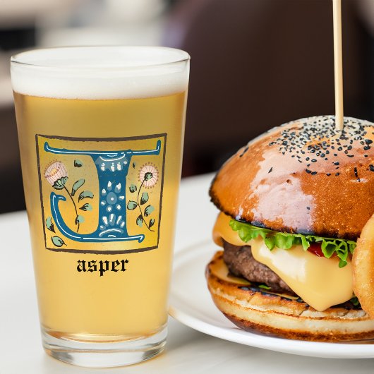 Verre LETTRE Florale MOYENNE ÉCLAIRÉE J MONO