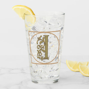 Verre LETTRE I MONOGRAM Beau Mariage Nouveau Accueil Cad