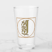 Verre LETTRE J MONOGRAM Beau Mariage Nouveau Accueil Cad (Devant)