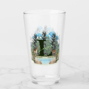 Verre Lettre L Monogramme Personnalisé Cerf Aquarelle