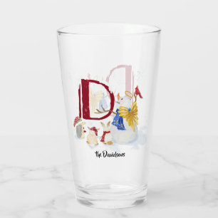 Verre Lettre monogramme D mignon Angel Snowman Noël
