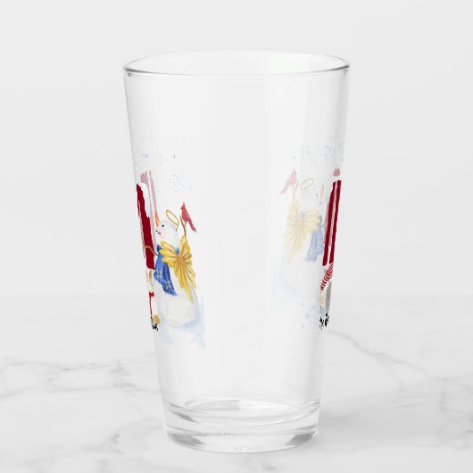 Verre Lettre monogramme M Angel Snowman Noël (Droite)