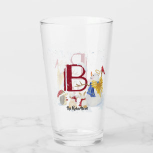 Verre Lettre monographie B Angel Snowman Joyeux Noël