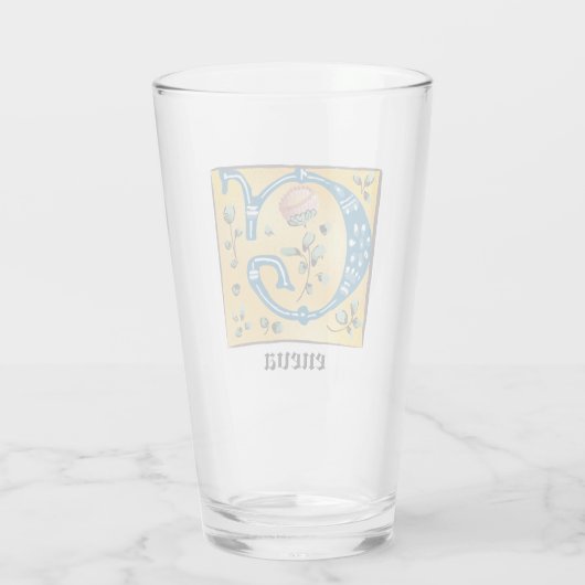 Verre LETTRE MOYENNE Florale Illuminée G MONO (Dos)