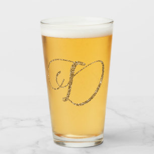 VERRE LETTRE PARTIES SCINTILLANT D OR