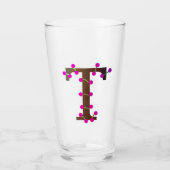 Verre Lettre T initiale décorative en blanc (Devant)