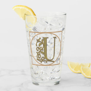 Verre LETTRE U MONOGRAM Beau Mariage Nouveau Accueil Cad