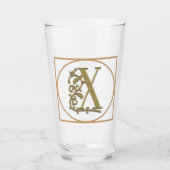 Verre LETTRE X MONOGRAM Beau Mariage Nouveau Accueil Cad (Devant)