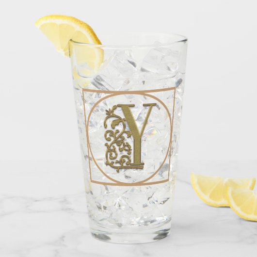 Verre LETTRE Y MONOGRAM Beau Mariage Nouveau Accueil Cad (Devant glace)