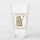 Verre LETTRE Y MONOGRAM Beau Mariage Nouveau Accueil Cad (Devant)