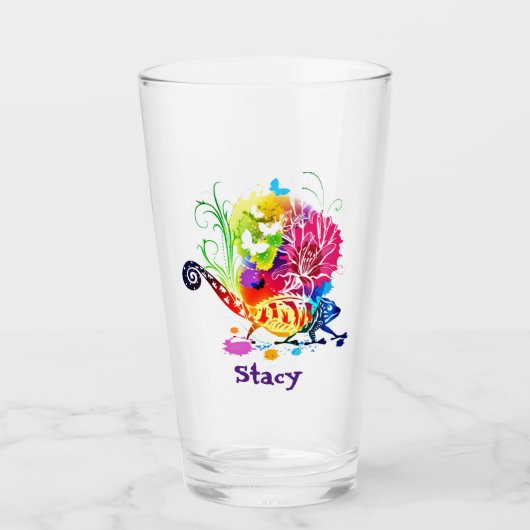 Verre Lézard floral coloré (Devant)