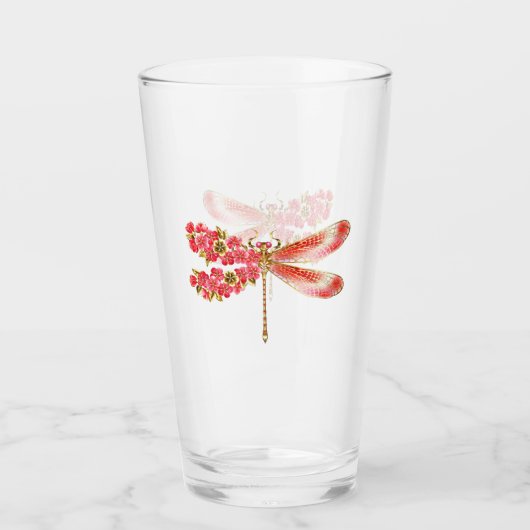 Verre libellule de fleurs avec sakura de bijoux (Devant)