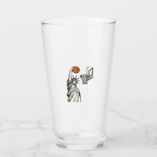 Verre Liberté Basketball Dunk Dessin de gravure vintage_