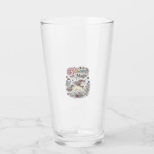 Verre Licorne Fleurir avec la Typographie Vectorielle Pr (Devant)