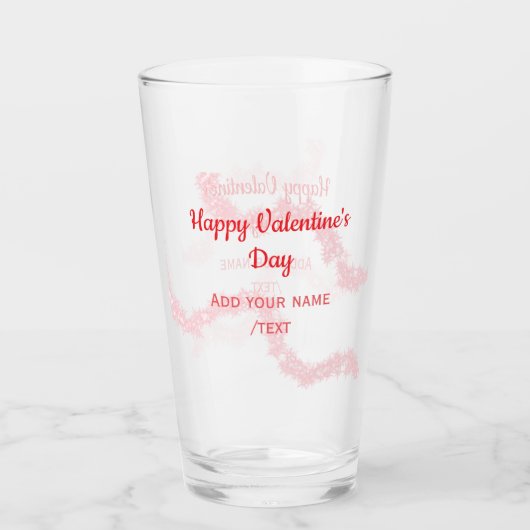Verre lignes de paillettes rouges joyeuse Saint-Valentin (Devant)