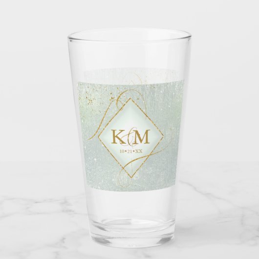 Verre Lignes fines Gold Abstrait Mariage Sage Green ID86 (Devant)