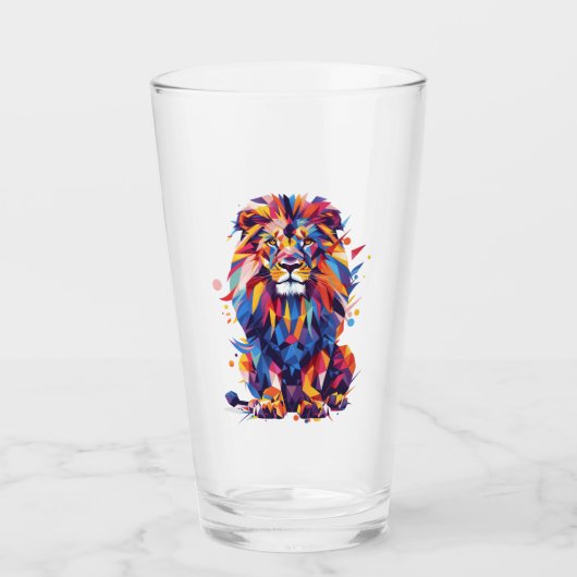 Verre Lion géométrique coloré (Devant)