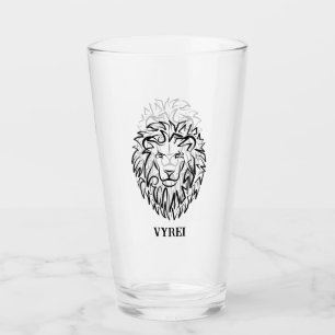 Verre Lion tribal noir et blanc