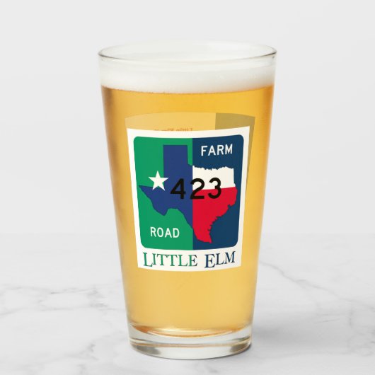 Verre Little Elm, Texas, et FM 423 Rd, Pint Glass (Devant (rempli))