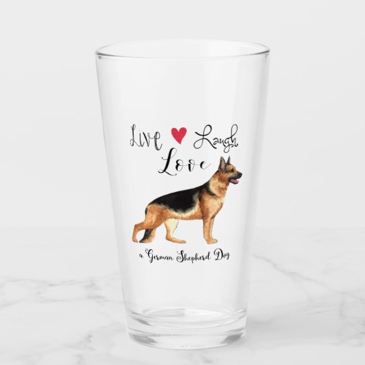 Verre Live Laugh Love a German Shepherd (Devant)