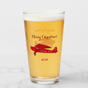 Verre Livraison Pôle Nord Avion Vintage Noël