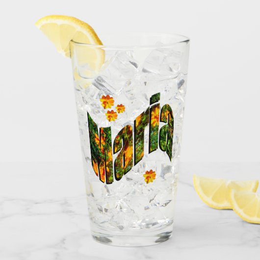 Verre Logo de nom Maria floral (Devant glace)