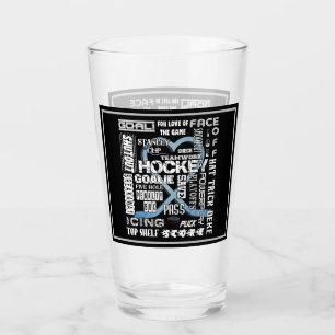 Verre Logo du hockey sur glace Blue Heart Words White