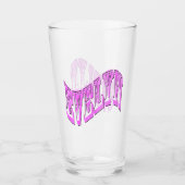 Verre Logo du nom de Pink Evelyn, (Devant)
