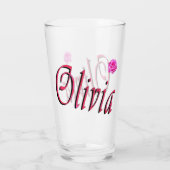 Verre Logo du nom Olivia avec rose, (Dos)