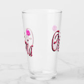 Verre Logo du nom Olivia avec rose, (Gauche)