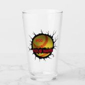 Verre Logo Softball, Softball Nom personnalisé, Cadeau S (Devant)