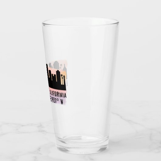 Verre Long Beach Skyline Latitude et Longitude Pint (Gauche)