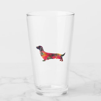 Verre Long Haied Dachshund Geo Silhouette Multi