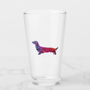 Verre Long Haied Dachshund Geo Silhouette violet