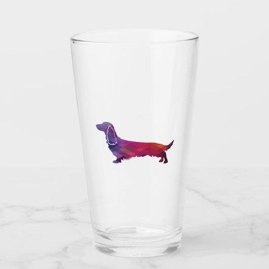 Verre Long Haied Dachshund Geo Silhouette violet (Devant)