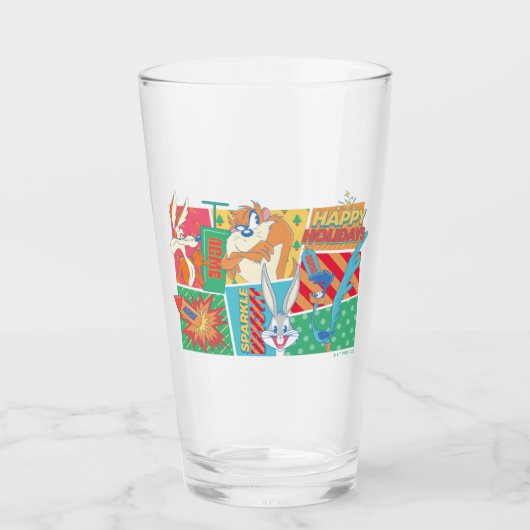 Verre LOONEY TUNES™ | Joyeux Motif de vacances (Devant)