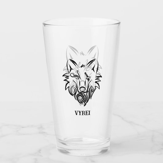 Verre Loup tribal noir et blanc (Devant)