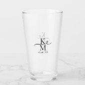 Verre Love Calligraphy Initiales Coeur Noir B&W ID940 (Devant)